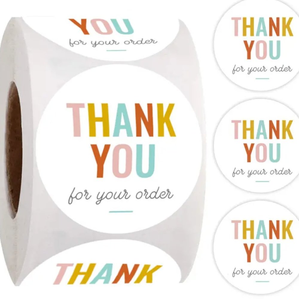 500pcs/roll 1 Inch Round Thank You Stickers For business